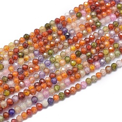 Mixed Color Cubic Zirconia Beads Strands, Faceted, Round, Mixed Color, 2mm, Hole: 0.5mm, about 169pcs/strand, 15.7 inch(40cm)