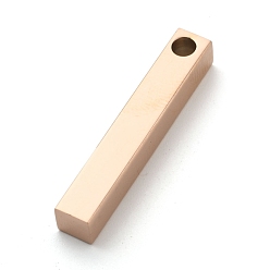 Розовое Золото Ионное покрытие (ip) 304 подвески из нержавеющей стали, прямоугольник / бар, розовое золото , 30x5x5 мм, отверстие : 3 мм