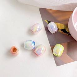 Mixed Color UV Plating Rainbow Iridescent Acrylic Beads, Large Hole Beads, Barrel, Mixed Color, 19.2x17.3mm, Hole: 8mm