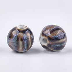 Coloré Perles en porcelaine manuelles, fantaisie porcelaine émaillée antique, ronde, colorées, 11~12x10~11x10~10.5mm, Trou: 2~2.5mm