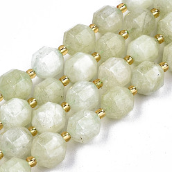 Honeydew Natural Dolomite Beads Strands, Faceted, Dyed, Round, Honeydew, 10.5x9.5mm, Hole: 1.2mm, about 31pcs/strand, 15.04 inch~15.35 inch(38.2cm~39cm)