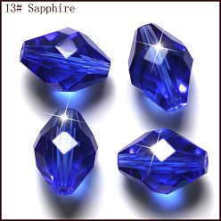 Blue Imitation Austrian Crystal Beads, Grade AAA, Faceted, Bicone, Blue, 6x9.5mm, Hole: 0.7~0.9mm
