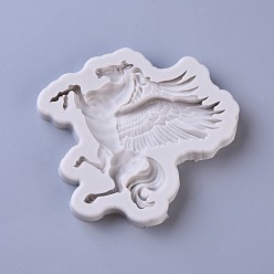 WhiteSmoke Food Grade Silicone Molds, Fondant Molds, for DIY Cake Decoration, Chocolate, Candy, UV Resin & Epoxy Resin Jewelry Making, Horse with Wing, WhiteSmoke, 91x86x10.5mm, inner size: 77x70mm