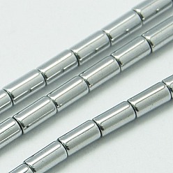 Plaqué Argent Non-magnétiques perles d'hématite synthétique brins, colonne, Plaqué Argent, 6x4mm, Trou: 1mm