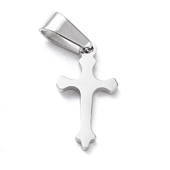 Stainless Steel Color 304 Stainless Steel Pendants, Cross, Laser Cut, Stainless Steel Color, 19x10x1.5mm, Hole: 3.5x7mm