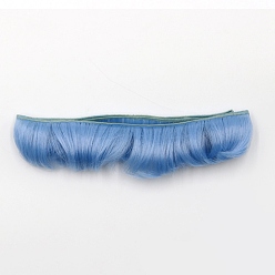 Bleu Acier Cheveux de perruque de poupée de coiffure frange courte fibre haute température, pour bricolage fille bjd making accessoires, bleu acier, 1.97 pouce (5 cm)