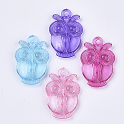 Mixed Color Transparent Acrylic Pendants, Dyed, Owl, Mixed Color, 35.5x23.5x7mm, Hole: 2.5mm, about 200pcs/500g