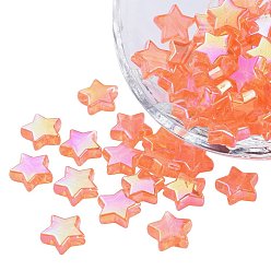 Orange Perles acryliques transparentes écologiques, étoiles, couleur ab , orange, 10x4mm, Trou: 1.5mm, environ 100 pcs / sachet 