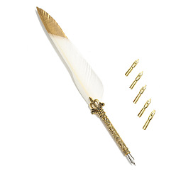 Blanc Stylo trempé plume, avec pointe de stylo en alliage et pointes de rechange, pour la journée des professeurs, blanc, 285x45mm
