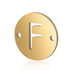 Letter F Titanium Steel Links connectors, Flat Round with Letter, Golden, Letter.F, 12x0.8mm, Hole: 0.8mm