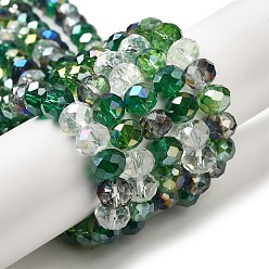 Vert Foncé Chapelets de perles en verre, facette, rondelle, vert foncé, 8x6mm, Trou: 1mm, Environ 65~68 pcs/chapelet, 15.7~16.1 pouce (40~41 cm)