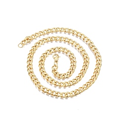 Золотой 201 из нержавеющей стали кубинский звено цепи ожерелье мужские, золотые, 21.65 дюйм (55 см), широк: 7 мм