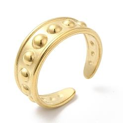 Chapado en Oro Real de 14K 304 anillo de puño abierto con puntos de acero inoxidable para mujer, real 14 k chapado en oro, diámetro interior: 18 mm