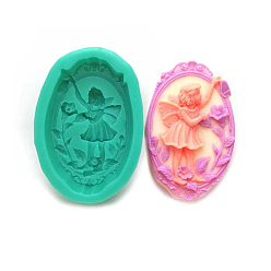 Random Color Oval Soap Silicone Molds, for DIY Soap Craft Making, Angel Pattern, Random Color, 103x73x34mm, Finished Product: 50x33x82mm