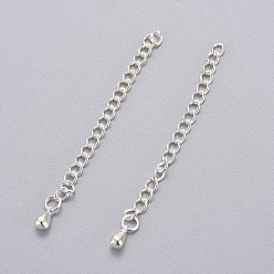 Plata 304 extensor de cadena de acero inoxidable, cadenas soldadas, plata, 55~63x3 mm