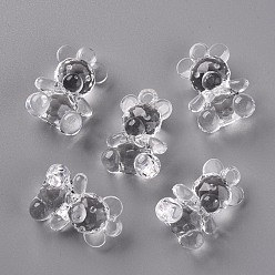 Clear Transparent Acrylic Pendants, Faceted, Bear, Clear, 35x25x16mm, Hole: 4mm, about 85~88pcs/500g