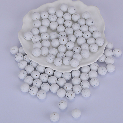 Blanc Perles focales rondes en silicone, perles à mâcher pour les jouets de dentition, Diy soins infirmiers colliers faisant, blanc, 15mm, Trou: 2mm