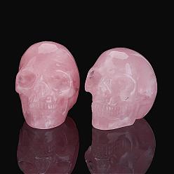 Rose Quartz Natural Rose Quartz Display Decorations, Skull, 36~42x30~37x47~53mm