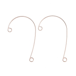 Rose Gold 316 Stainless Steel Ear Cuff Findings, Climber Wrap Around Non Piercing Earring Findings with 2 Loop, Rose Gold, 59x37x0.5mm, Hole: 4mm