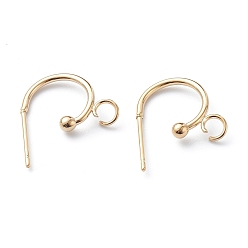 Real 24K Gold Plated 304 Stainless Steel Half Hoop Earrings, Real 24K Gold Plated, 15.5x12.5x2.4mm, Pin: 0.7mm