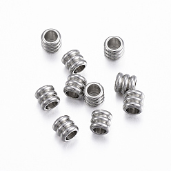 Stainless Steel Color 201 Stainless Steel Spacer Beads, Column, Stainless Steel Color, 4.50x5mm,Hole:3mm
