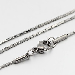 Stainless Steel Color 304 Stainless Steel Boston Chain Necklaces, with Lobster Claw Clasps, Stainless Steel Color, 18.1 inch(46cm), 1mm