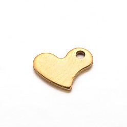 Golden 304 Stainless Steel Stamping Blank Tag Charms, Heart, Golden, 9x7x1mm, Hole: 1mm