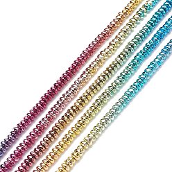 Plaqué Multicolore Brins de perles d'hématite synthétiques non magnétiques électrolytiques de couleur arc-en-ciel, facette, rondelle, multi-couleur plaquée, 4x2mm, Trou: 1mm, Environ 184 pcs/chapelet, 15.47 pouce (39.3 cm)