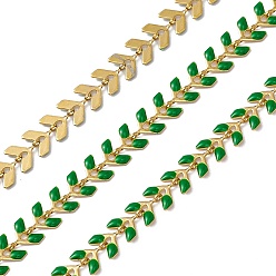Vert Foncé Placage sous vide 304 chaînes d'épis en acier inoxydable, avec l'émail, soudé, avec bobine, or, vert foncé, 7x6x1mm