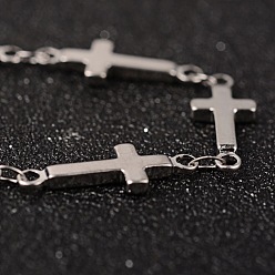 Stainless Steel Color 304 Stainless Steel Decorative Chains, Soldered, with Cross Connector, Stainless Steel Color, 18.5x7x2mm