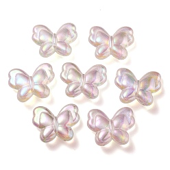 Lavender Blush UV Plating Luminous Transparent Acrylic Beads, Glow in The Dark, Butterfly, Lavender Blush, 25x30x8.5mm, Hole: 2mm