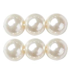 Papaye Brins de perles rondes en verre teinté écologique, Grade a, cordon en coton fileté, papayawhip, 14mm, Trou: 0.7~1.1mm, Environ 30 pcs/chapelet, 15 pouce