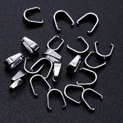 Stainless Steel Color 201 Stainless Steel Snap on Bails, Stainless Steel Color, 8x7x4mm, Pin: 1mm