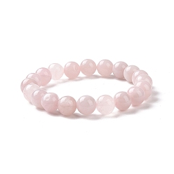 Quartz Rose Bracelets extensibles en perles de quartz rose naturel, ronde, teint, 2 pouces ~ 2-1/8 pouces (5.2~5.5 cm), perle: 10 mm