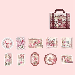 Pink 30шт 10 стили старинные цветочные бумажные декоративные наклейки, самоклеящиеся наклейки, для diy scrapbooking, розовые, упаковка: 65x65x10мм, 3 шт / стиль