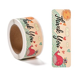 PeachPuff Whale Pattern Paper Gift Tag Stickers, Rectangle with Word Thank You Adhesive Labels Roll Stickers, for Party, Decorative Presents, PeachPuff, 2.8cm, about 120pcs/roll
