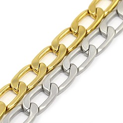 Mixed Color 304 Stainless Steel Curb Chain/Twisted Chain Bracelets, with Lobster Claw Clasps, Mixed Color, 8-5/8 inch(220mm), 9.5mm