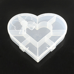 Clair Des conteneurs de stockage de perles coeur en plastique, 9 compartiments, clair, 13.5x15.5x2.7 cm