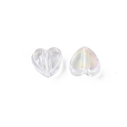 Clair AB Perles acryliques transparentes, de couleur plaquée ab , cœur, clair ab, 7.5x8x3mm, Trou: 1.8mm, environ3620 pcs / 500 g