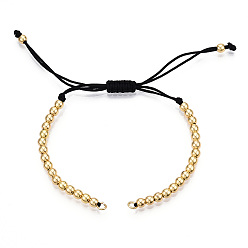 Золотой Латуни изготовление браслетов, с полиэфирным кордом, золотые, 5-1/4 дюйм (13.5 см) ~ 10-1/4 дюйм (26 см), 4 мм, отверстие : 2 мм