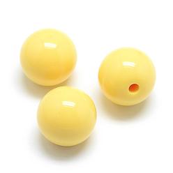Yellow Opaque Acrylic Beads, Half Drilled Beads, Round, Yellow, 21~22mm, Half Hole: 3mm