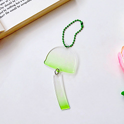 Vert Pâle Ébauches de porte-clés en acrylique transparent dégradé de couleur, avec des chaînes à boules de couleurs aléatoires, carillon éolien, vert pale, carillon éolien : 10 cm