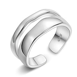 Платина Shegrace, родиевые кольца 925 из стерлингового серебра с родиевым покрытием, открытые кольца, с печатью 925, платина, Размер 7, 17 мм