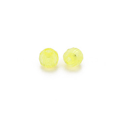 Amarillo Abalorios de acrílico transparentes, facetados, rondo, amarillo, 4x4 mm, agujero: 1.5 mm, Sobre 16100 unidades / 500 g