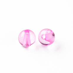 Pearl Pink Transparent Acrylic Beads, Round, Pearl Pink, 8x7mm, Hole: 2mm, about 1745pcs/500g