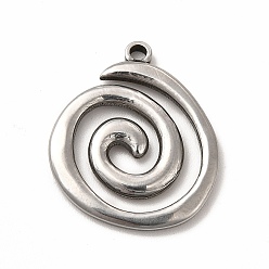 Stainless Steel Color 304 Stainless Steel Pendants, Vortex, Stainless Steel Color, 23x19.5x2mm, Hole: 1.6mm
