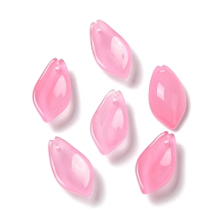 Hot Pink Dyed & Heated Glass Pendants, Ilibiscus Petaline, Hot Pink, 20x11x6.5mm, Hole: 1.2mm
