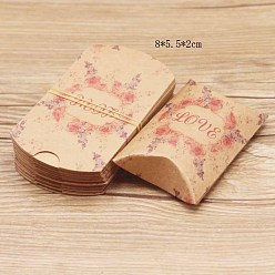 Flor Almohadas de papel cajas de dulces, cajas de regalo, para favores de la boda baby shower suministros de fiesta de cumpleaños, patrón de flores, 8x5.5x2 cm