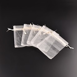 PapayaWhip PandaHall Elite Organza Bags, with Ribbons, PapayaWhip, 9x7cm