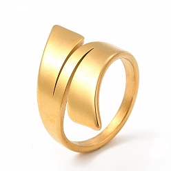 Real 18K Gold Plated Ion Plating(IP) 304 Stainless Steel Finger Rings for Women Men, Leaf Wide Band Rings, Real 18K Gold Plated, US Size 7(17.3mm), 3~26mm